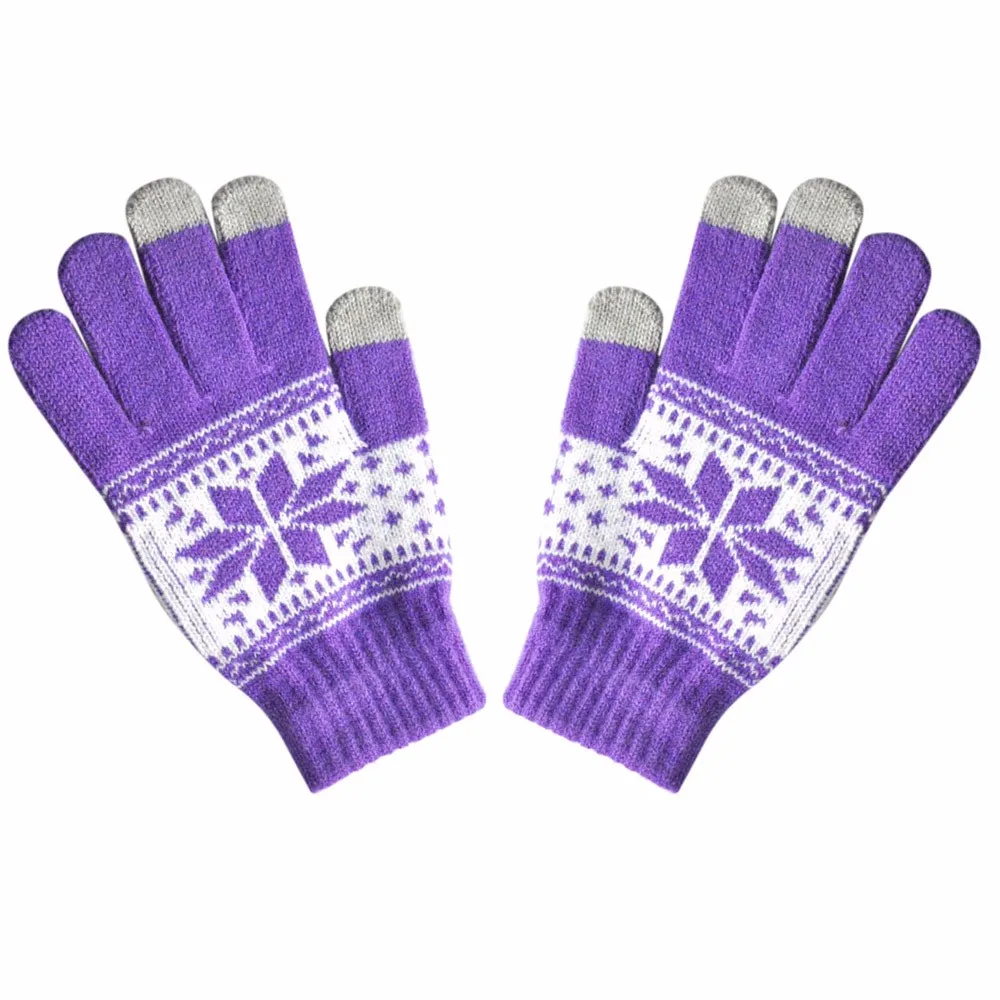 Purple Модные мужские женские перчатки осень-зима текстовые кепки активный смартфон вязаный сенсорный экран мягкие перчатки женские перчатки Guantes Invierno - Цвет: Purple