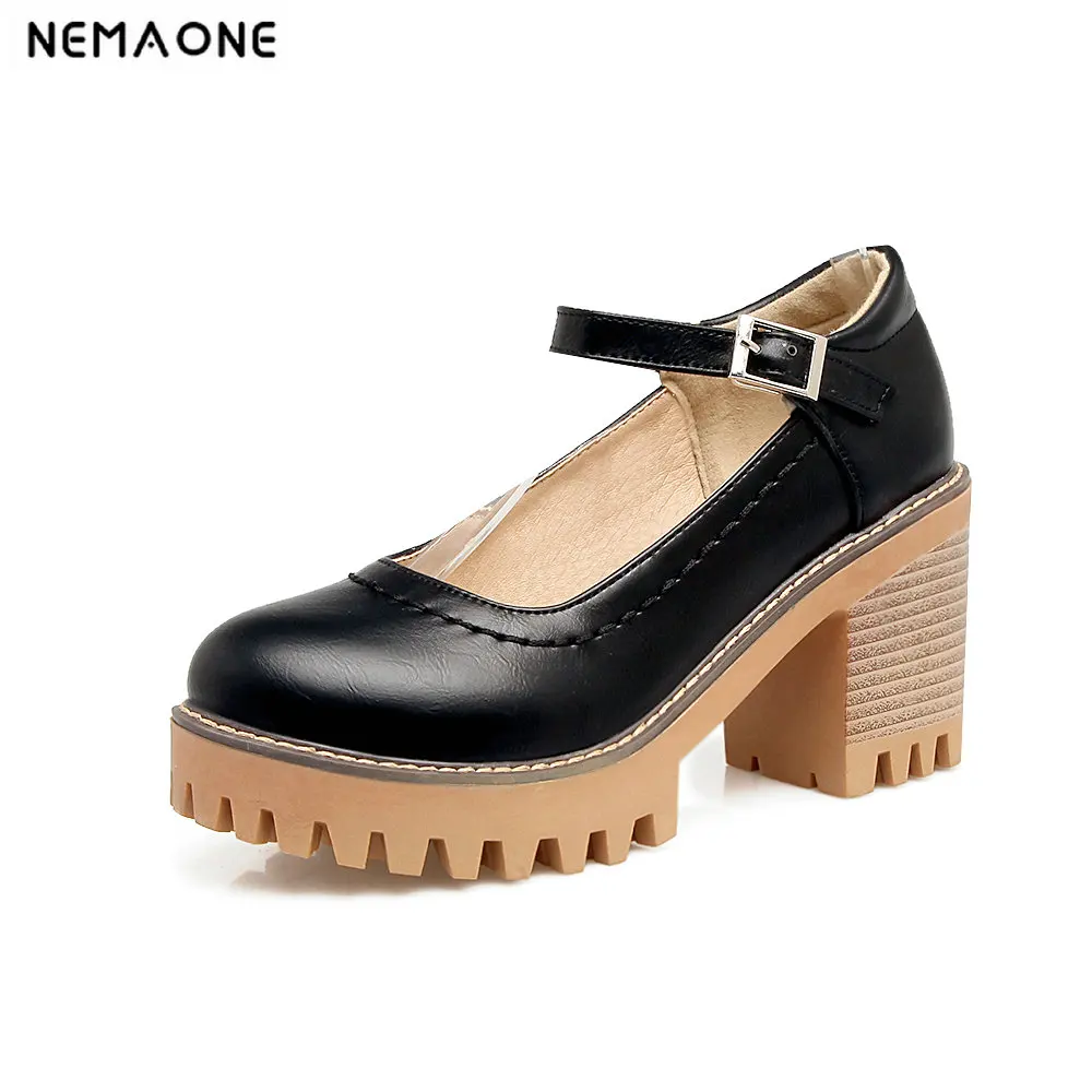 

NEMAONE New fashion women shoes thick high heels platform shoes woman shoes spring autumn women pumps ladies shoes