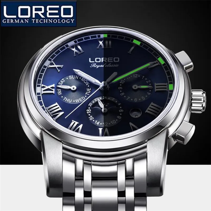 LOREO Stylish Classic font b Watch b font Automatic Mechanical Wristwatch Male Luminous Wrist font b