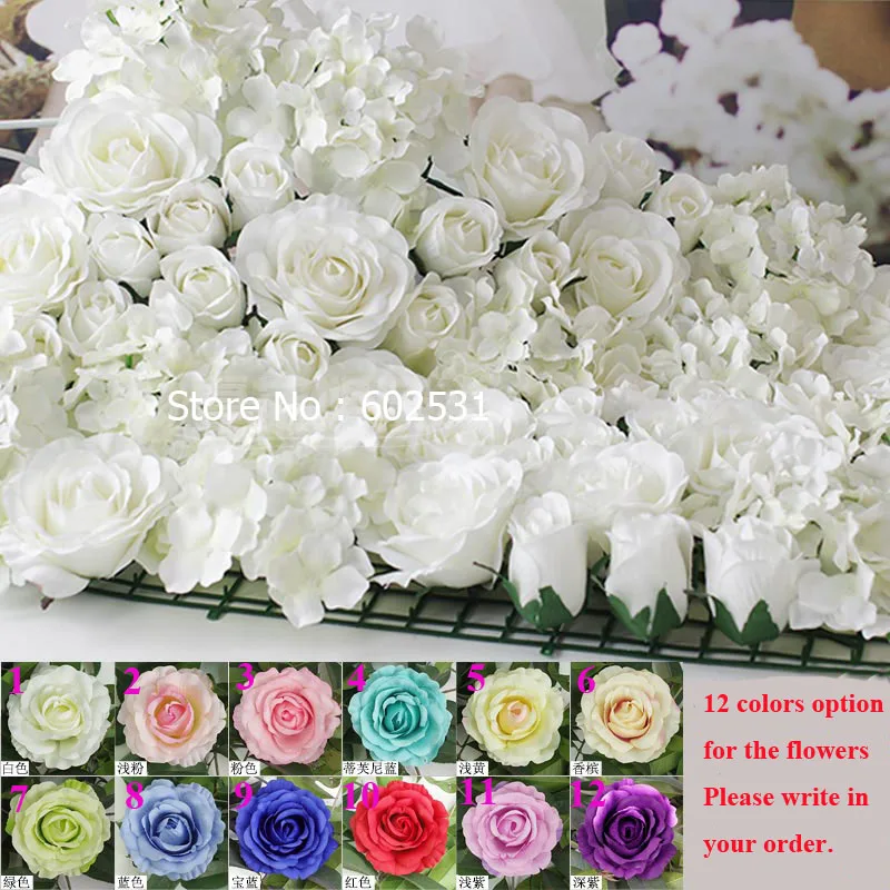 

SPR DIY artificial rose flower head silk decorative flower hotel background wall decor 50pcs DIY Road led wedding flower Bouquet