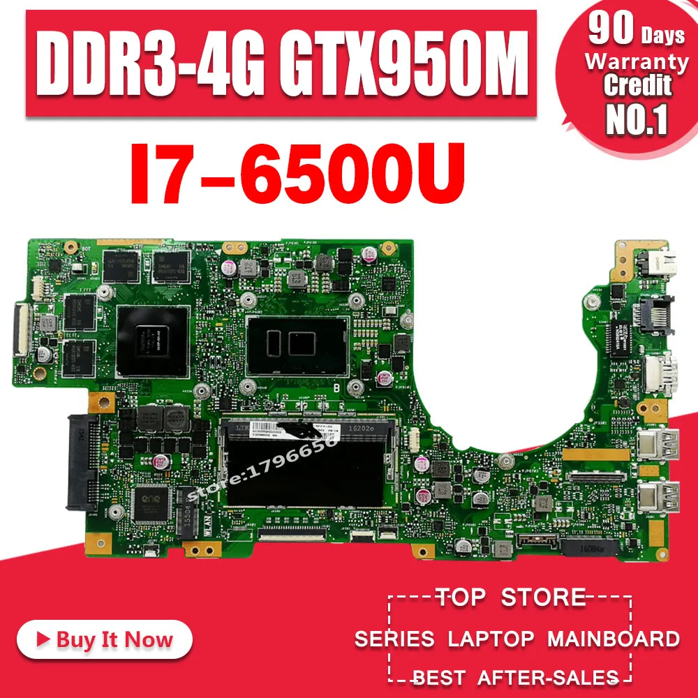 Материнская плата для ноутбука ASUS K501UW K501UWK K501UXM K501UQ K501U Тесты оригинальная материнская плата DDR3-4G-RAM I7-6500U GTX950M