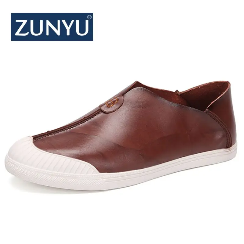 

ZUNYU 2018 Spring Summer New Men Casual Shoes Fashion leather Shoes Men's Loafers Flats Breathable Sneakers Moccasins Shoes