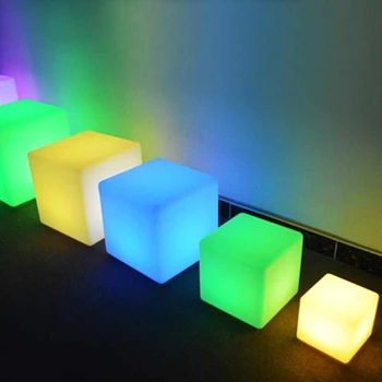 

Modern Night Light Rechargeable Led Illuminated Furniture Remote Control Outdoor Cube Chair Bar KTV Pub Plastic Tables Lighting