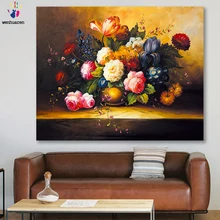DIY цветные картины по номерам с цветами винтажная масляная живопись цветок Картина Рисунок Живопись по номерам Обрамленный дом