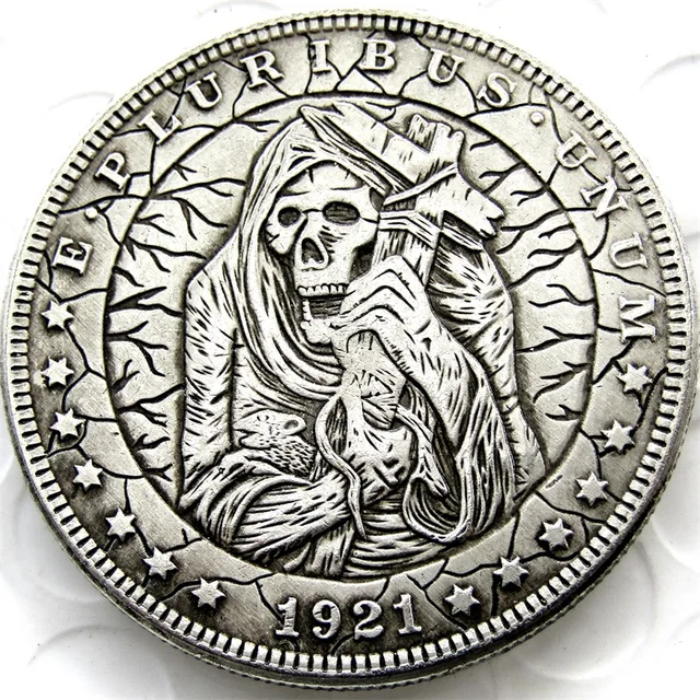 Special Offers HB(37)US Hobo 1921 Morgan Dollar skull zombie skeleton Creative Coin Pressed Silver Plated Copy Coins