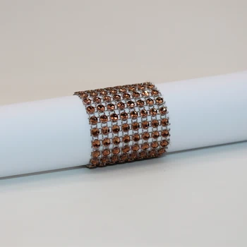 

50 Pcs/Lot Plastic Napkin Rings Rhinestone Mesh Wrap Napkin Buckle Hotel Wedding Banquet Dinner Home Chair Table Decorative