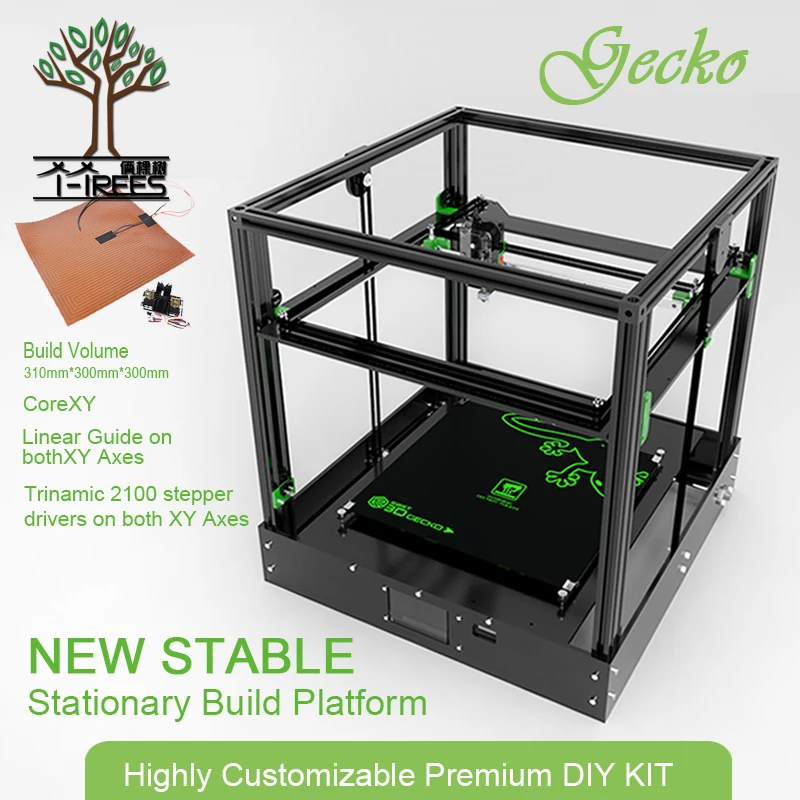 

2018 Gecko 3D Printer Big Screen Print Area Core XY System aluminium structure High-precision with heat bed large Titan extruder