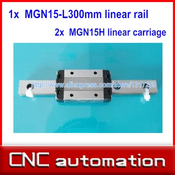 

NEW 15mm miniature linear guide MGN15 L= 300mm rail + 2pcs MGN15H CNC block for 3D printer parts XYZ cnc parts