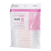 80 шт./пакет натурального хлопка тампоны двойной головкой деревянные палочки для носа, чистка ушей Косметика медицинских ватных палочек