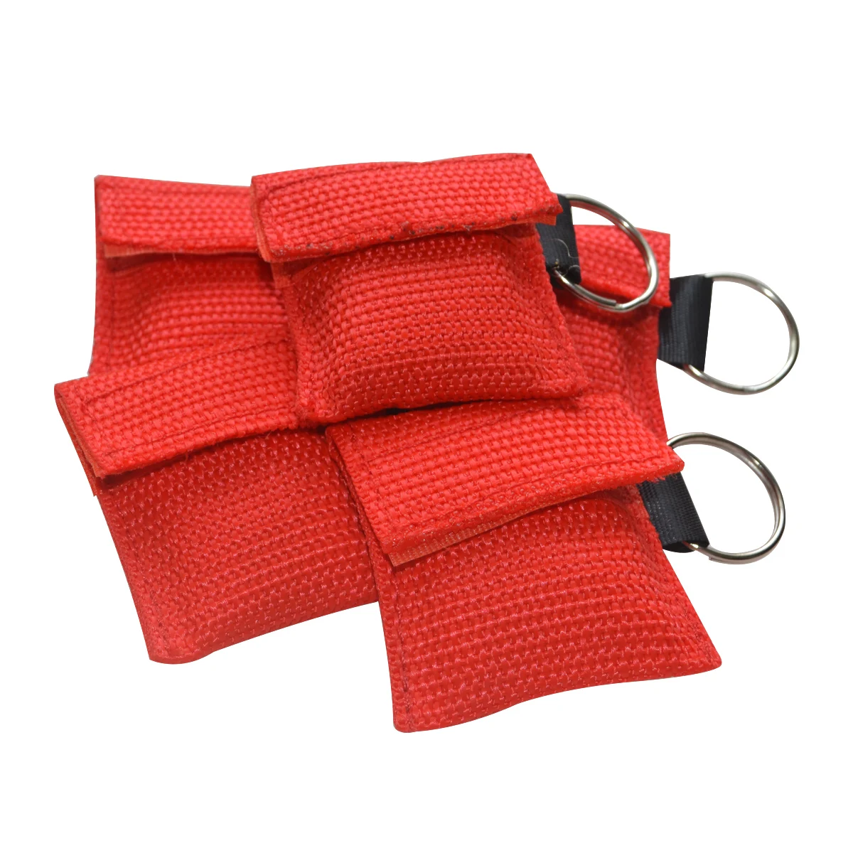 200pcs Red Empty Woven Bag With Keychain Use For CPR Resuscitator Mask Goods Storage