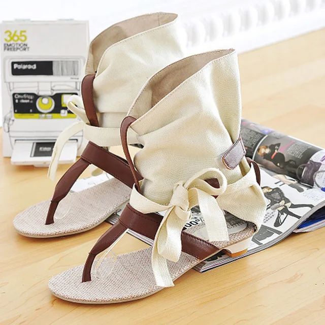 Ankle Wrap Sandals Women Flat Summer Shoes Cover Heel Sandale Femme