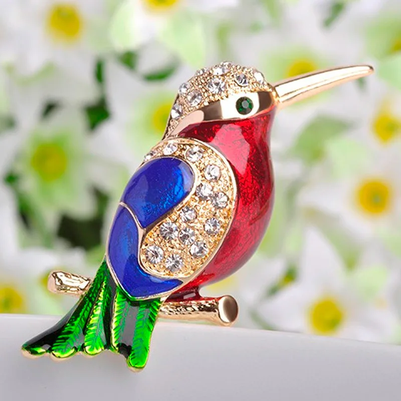 

12pcs/lot Wholesale Price Enamel Brooches Pins For Women Party Gifts Nice Bird Brooch Accessories Luxury Rhinestone Brooch Pins