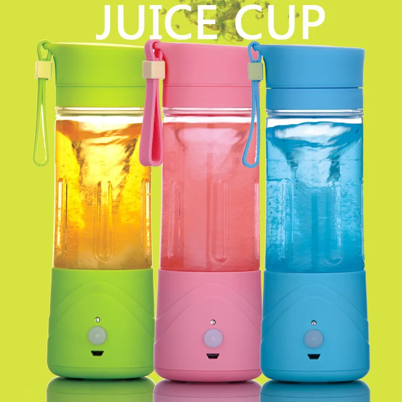 Portable Electric Juice Cup Silicone Drinking Water Bottle 380ml