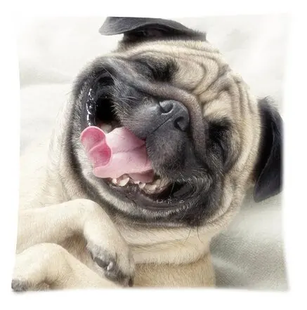 

Happy Pug Dog Close Eyes Pillowcase 35x35 cm Zippered Pillow Cover