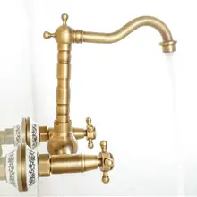 2 ручки настенный античный латунный кухонный кран туалетный кран вращающийся Смеситель кран banheiro HJ-8851