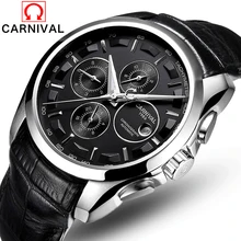 Top Luxury Mens Automatic Mechanical Watches Men Carnival Leather Strap Watch Male Fashion Casual Business Clock reloj hombre