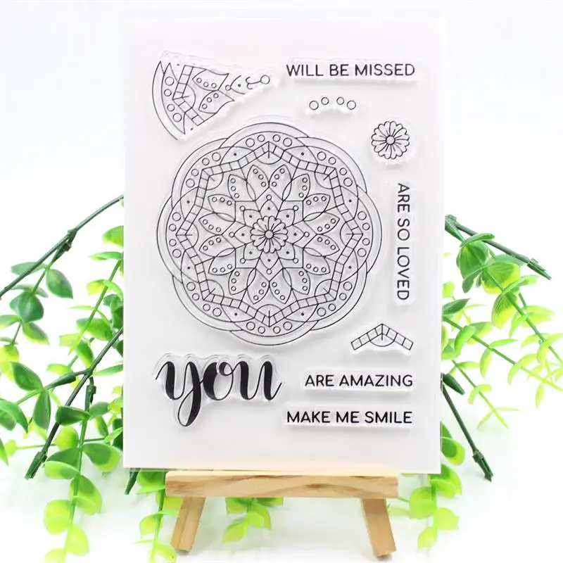 

VUAWRTG Mandala Transparent Clear Silicone Stamps for DIY Scrapbooking/Card Making/Kids Crafts Fun Decoration Supplies