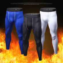 Мужские беговые колготки длиной до щиколотки эластичные Collant Running Homme термальные флисовые баскетбольные Леггинсы мужские компрессионные брюки для фитнеса