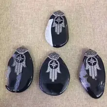 Pendentifs en pierre d'onyx Naturel, 5 pièces, pavé, arbre, breloque, pierre naturelle, bijoux artisanaux, paume