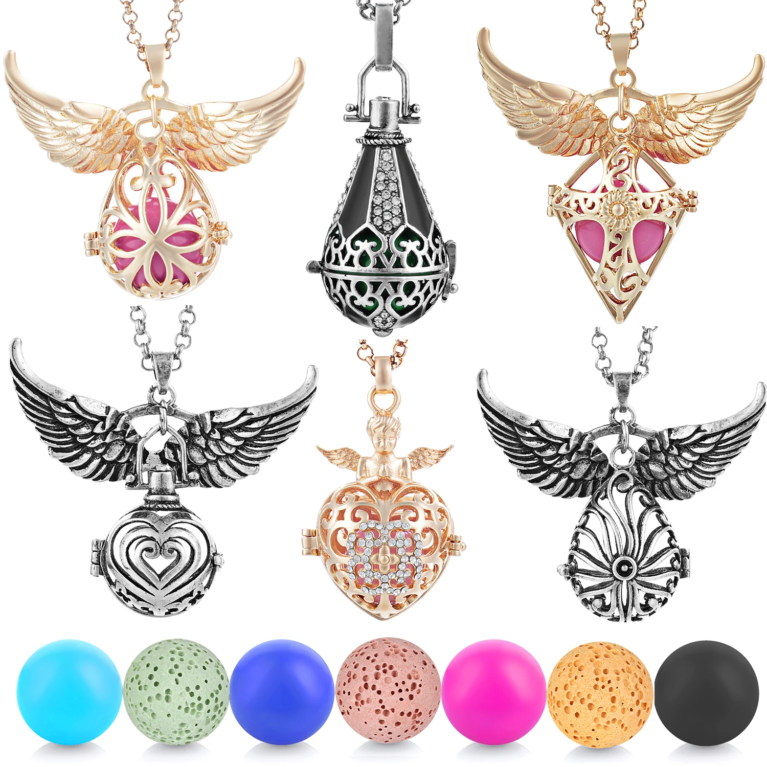 6 design Mexico Chime Angel Ball Caller Locket Necklace Vintage Pregnancy Necklace dropshipping VA-097