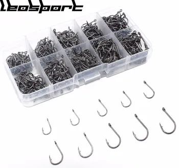 500 assorted fishing hooks in box barbed steel 1