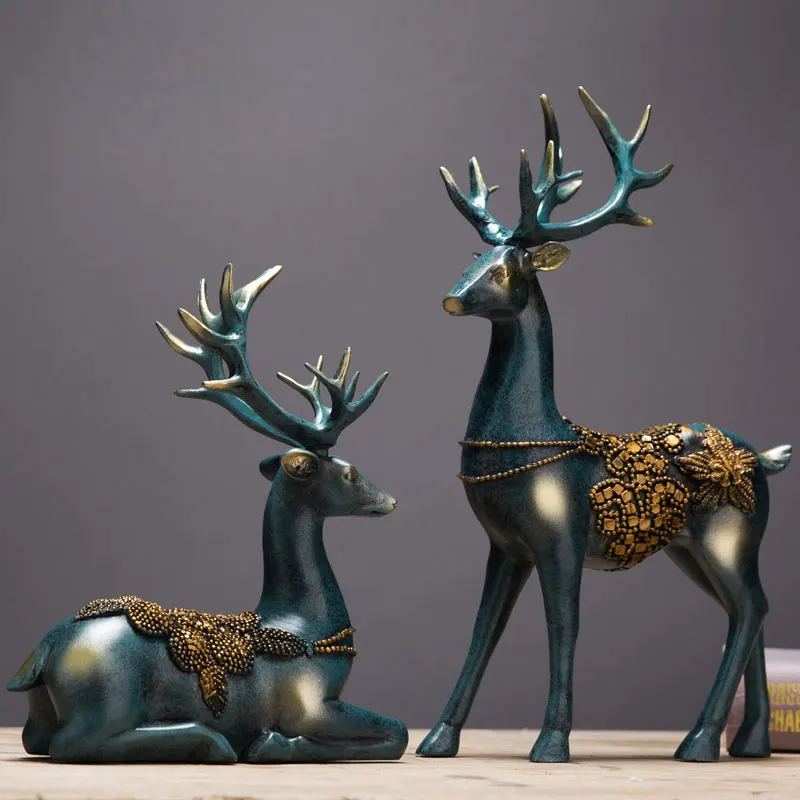 

Deer Ornaments Crafts Figurine Home Accessories Living Room TV Cabinet Resin On The Deer Display Modern Creative Personality
