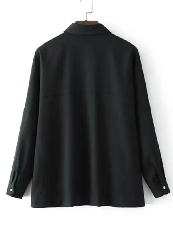 font b Blouse b font New font b Women b font Solid Long Sleeve Button
