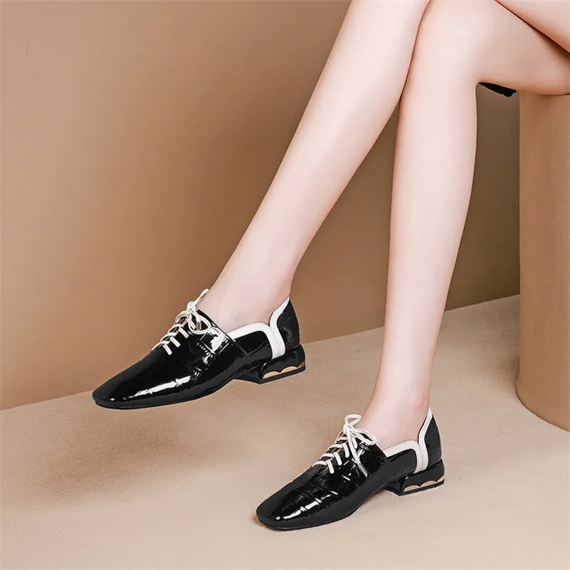 FEDONAS Elegant Ladies Office Shoes Spring Autumn Lace-up Square Toe Heels Women Pumps Genuine Leather Casual Shoes Woman