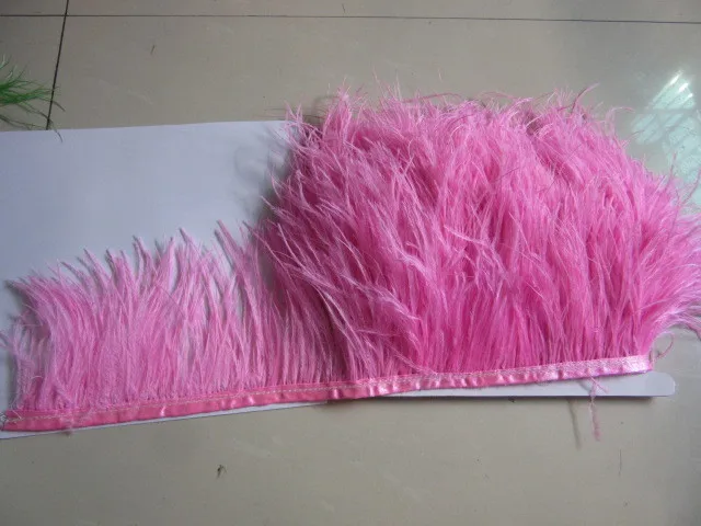 pink Atacado 10 metros de fita de alta qualidade Natural Pena de franja de avesturz pena polegada/10-12 см acessorios frete - Цвет: pink