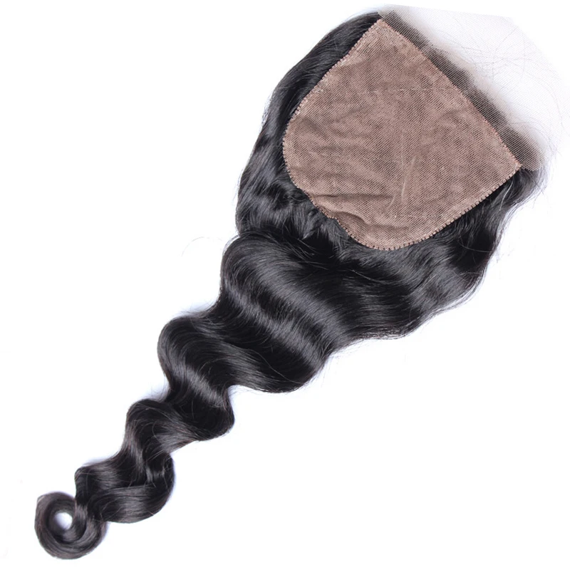 

Loose Wave Silk Base Closure 4x4 Brazilian Human Hair Closure Free Part With Baby Hair Free Shipping Bleached Knots Comingbuy
