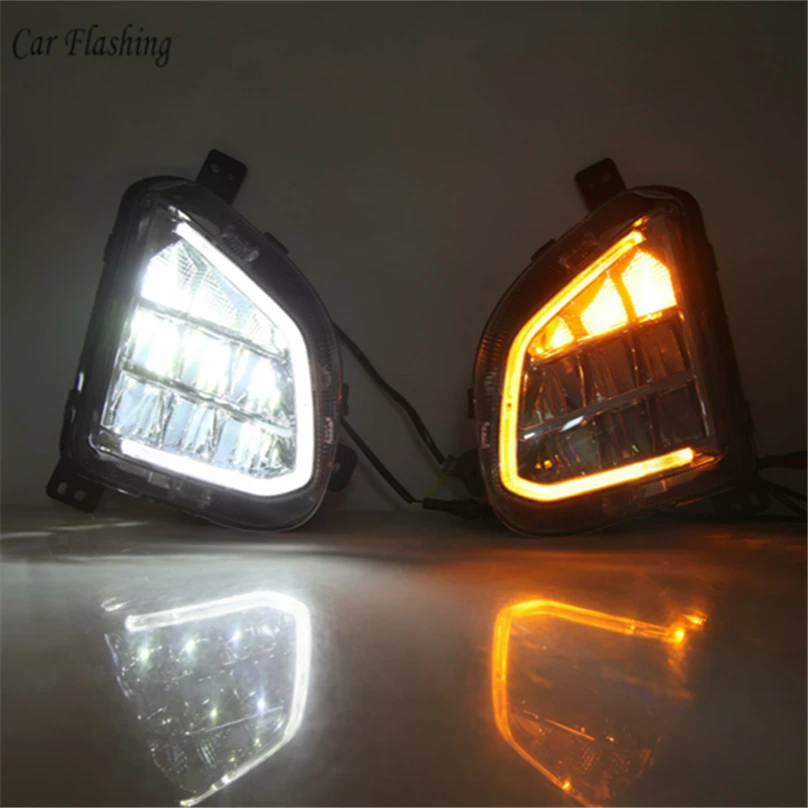 

Car Flashing 1set For Chevrolet Equinox 2017 2018 LED DRL Daytime Running Light Daylight yellow turn Signal lamp car-Style lamps