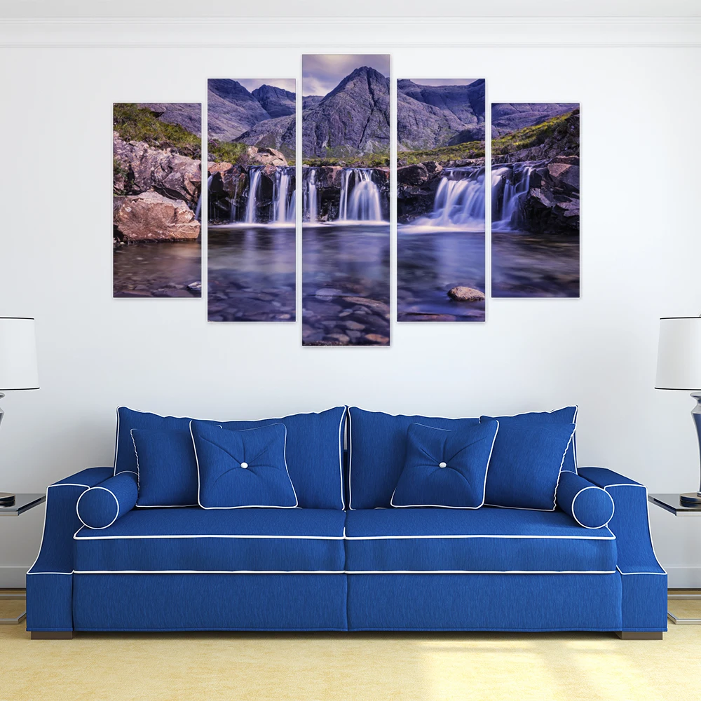 5 панелей Холст Картина тропический водопад природа набор настенная печать изображений художественная работа рамка для гостиной готовы повесить