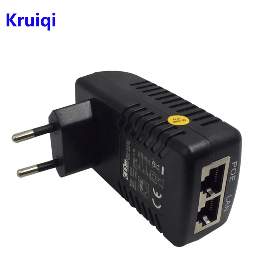 Kruiqi POE сплиттер 48 В 0.5A POE дюбеля адаптера Ethernet для видеонаблюдения IP Камера PoE Питание США ЕС разъем