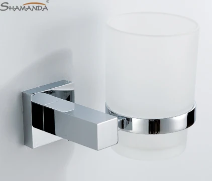 

Free Shipping Single Tumbler Holder Toothbrush Cup Holder Brass Base with Chrome finish+Glass Cup Bathroom Accessories-94012
