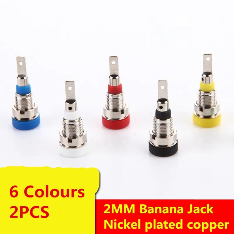 

2PCS BJ010 2MM Banana Jack Female Plug M2 Banana Socket/Jack Wiring Terminal Nickel plated copper 6 Colours