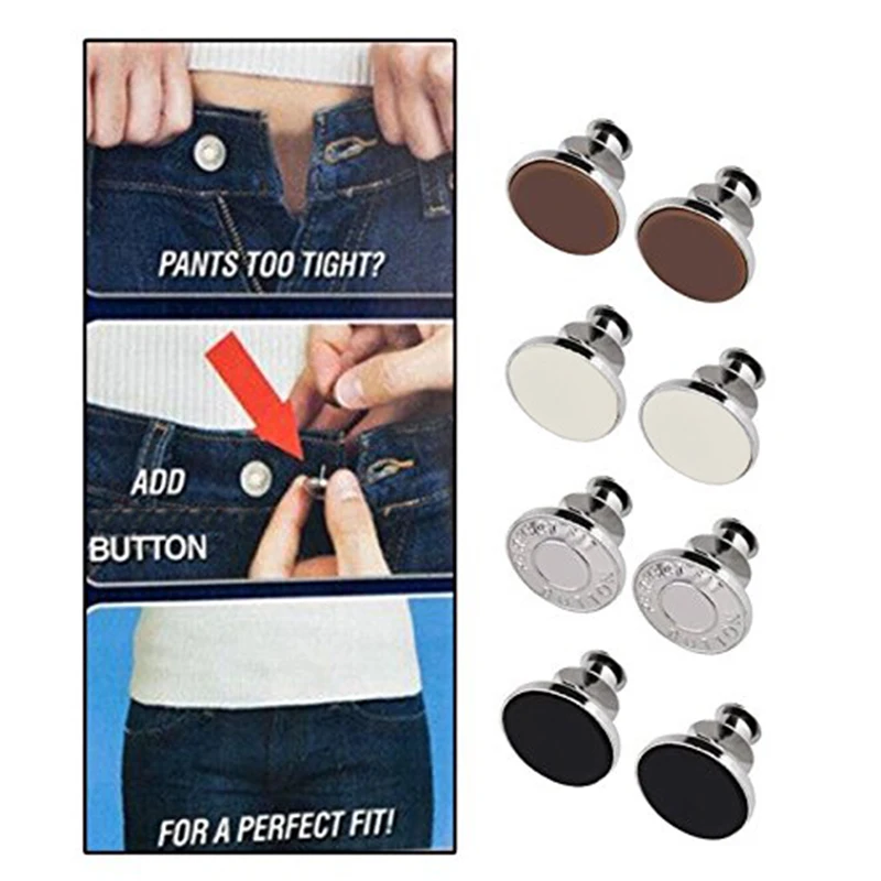 

8pcs Jeans Button Perfect Fit to Any Pants Increase Reduce Waist Replace Sewing Fixing Kit Convenient Replace Buttons DIY Tool