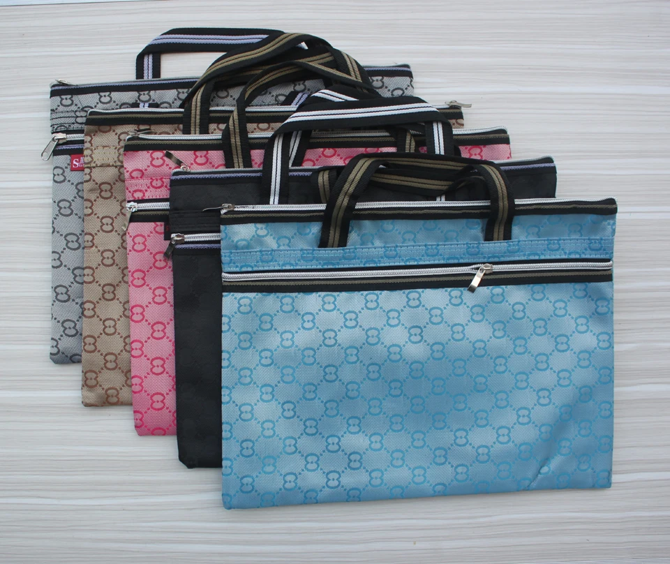 High Quality Brand A4 Document Bags Portable Double Layer