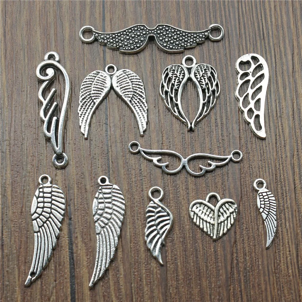

40pcs/lot Charms Wing Antique Silver Color Small Wing Charms Jewelry Findings Diy Bird Wing Charms Wholesale