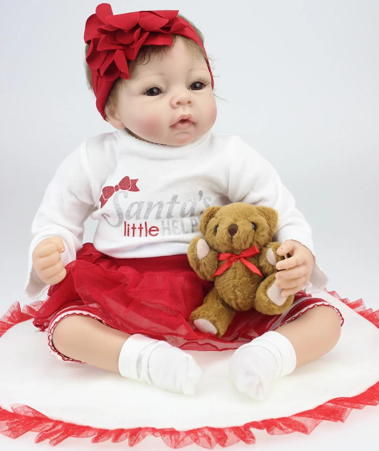 22 Inches 55CM Lovely Silicone Reborn Baby Dolls Realistic Hobbies Handmade Baby Alive Doll For Girls Safe Classic Toys