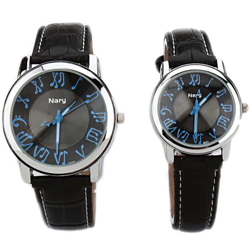 NARY Fashion Couple Watch musical symbols men s Personality High Quality Leather Strap Quartz Watch Female