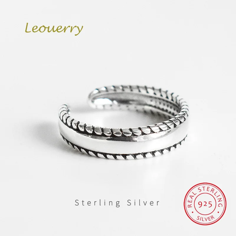 

Leouerry 925 Sterling Silver Vintage Open Rings Women Knuckle Finer Ring Fine Jewelry Retro Adjustable Silver Rings