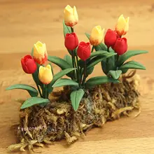 Кукольный домик Миниатюрный 1:12 сад пучок цветок тюльпана длина 5,5 см SPO273