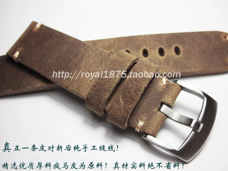 Men Scrub outdoor climbing pilots crazy horse sports 20mm 22mm Handmade strap Watchband for Seiko Oris