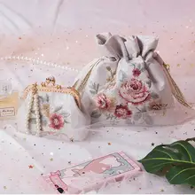 Angelatarch Новое поступление Mori Женская винтажная сумка для хранения на цепочке с вышитыми цветами и жемчугом летняя сумка через плечо сумка-мешок