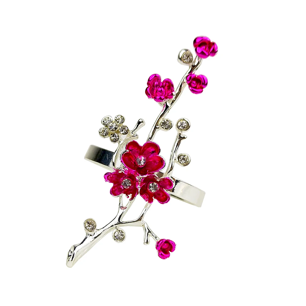 

10pcs Wedding silver color painted plum napkin button napkin ring paper towel ring home accessories set