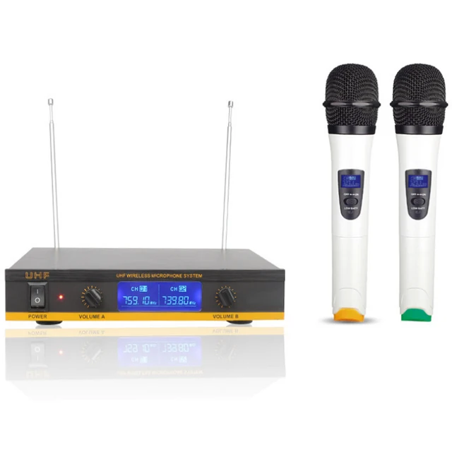 UHF Long Distance 2 Handheld Microphone Transmitter Professional Karaoke UHF Wireless Microphone