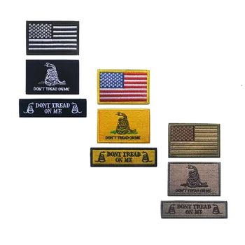 

10set/lot 3 piece a set 3D Embroidery patches Loop And Hook American Gadsden flag patch badges Don't step on me patch