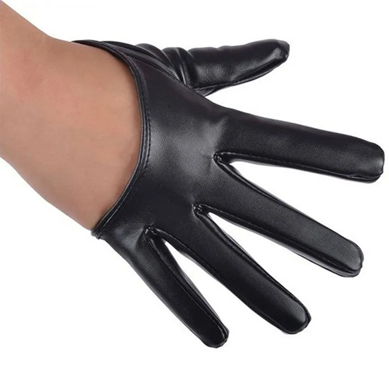 Women Fashion Half Palm Full Finger PU Leather Wrist Short Gloves Female Ladies Club Party Hip