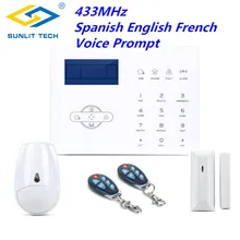 Беспроводной GSM PSNT дома сигнализация Системы для 433 мГц Английский Испанский Французский дверь открытой извещатель ПЭТ иммунной движения Сенсор