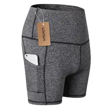 Новинка, высокая талия, шорты для спортзала, женские, контроль живота, тренировки, для спортивной йоги, шорты с карманом, спортивные шорты для женщин, 4 цвета